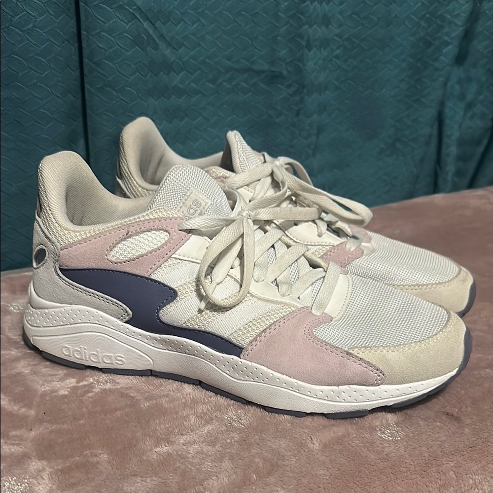 Adidas Women's Cream and Pink Sneakers